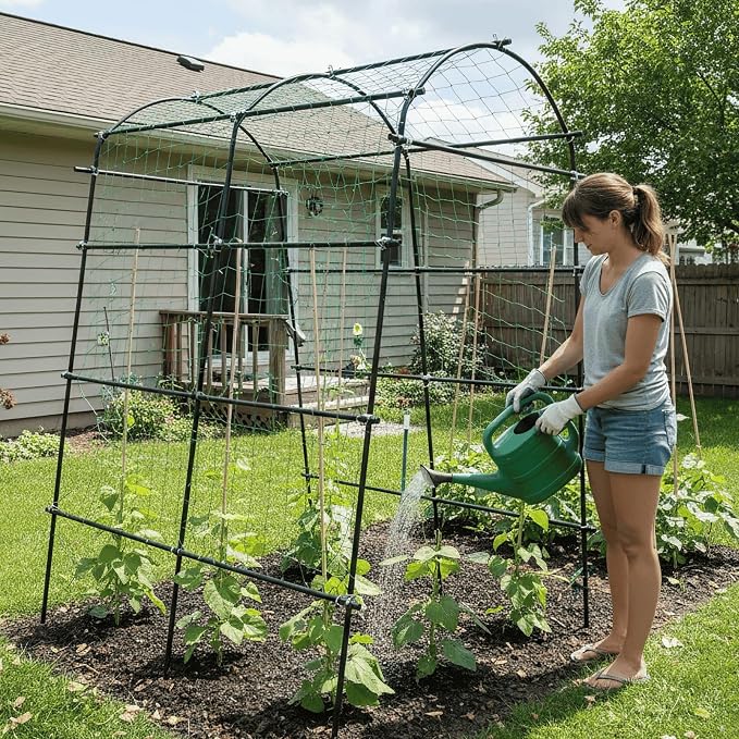 7ft Garden Arch Trellis for Climbing Plants Outdoor-Heavy Duty Metal Cucumber - Image 9