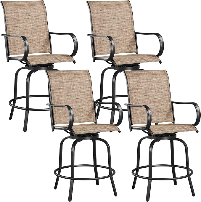 Yaheetech Patio Swivel Barstools Outdoor Chairs Set of 4, High Bistro Stools by Yaheetech