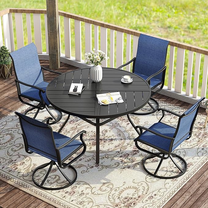 VICLLAX Round Patio Table with Adjustable Umbrella Hole - Image 4