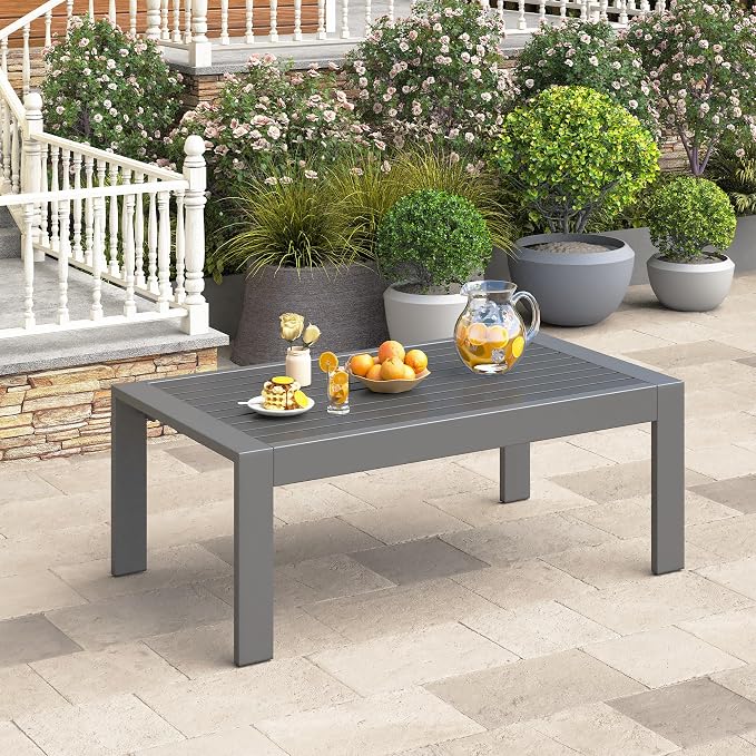 Wisteria Lane Outdoor Furniture Patio Coffee Table, Rectangle Outdoor Coffee - Image 7