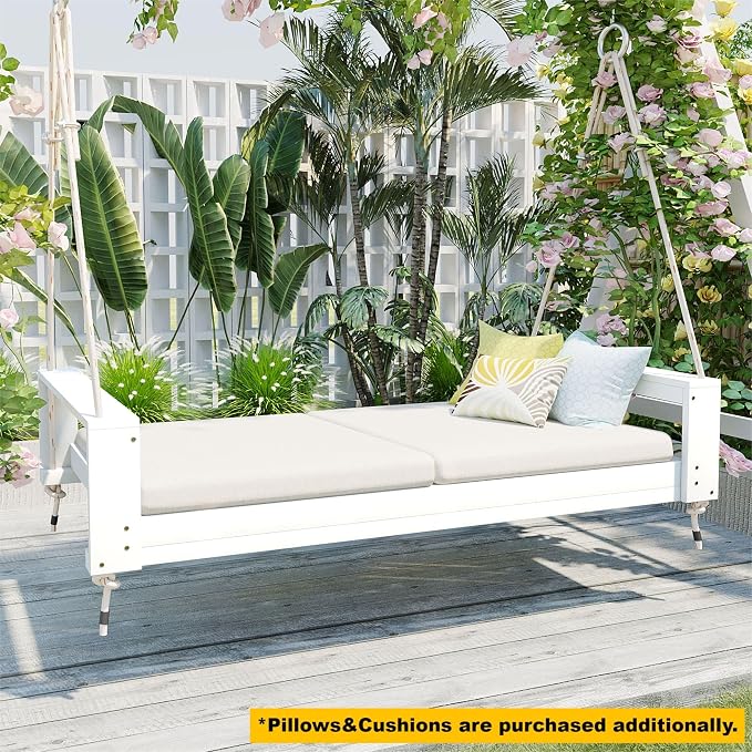Merax Patio Acacia Wood Porch Swing - Image 2