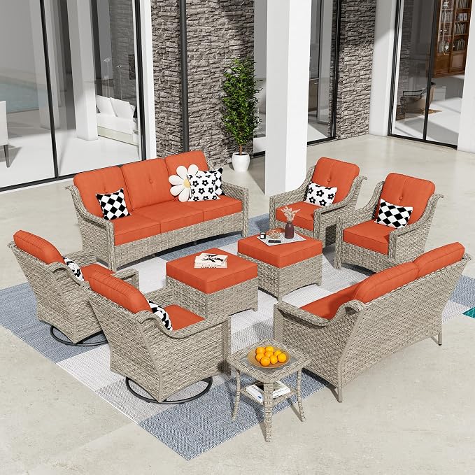 HOOOWOOO 9 Piece Patio Furniture Conversation Sets by DesignforBetterLife