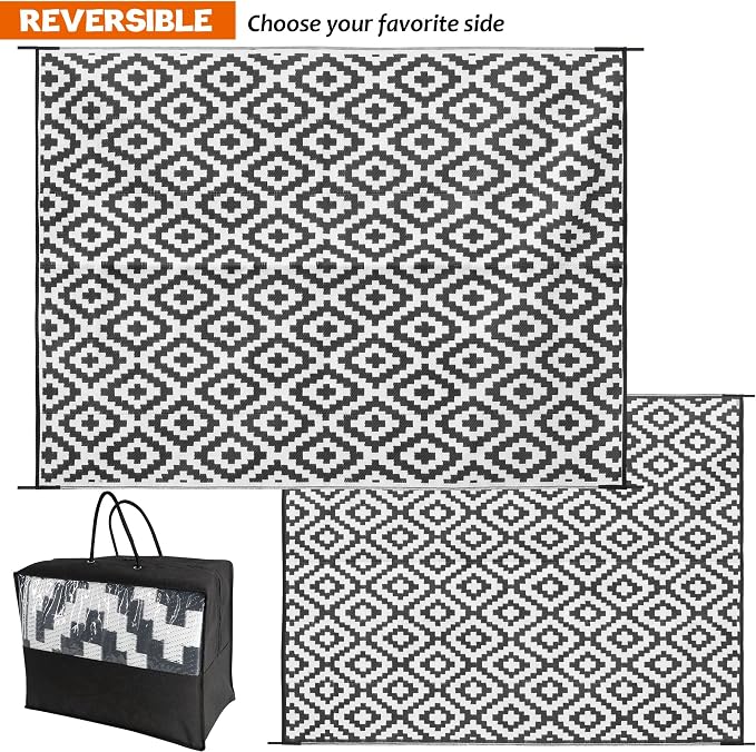 SAND MINE Waterproof Outdoor Rug 8x10 ft, Plastic Reversible Rug, Modern Area - Image 3