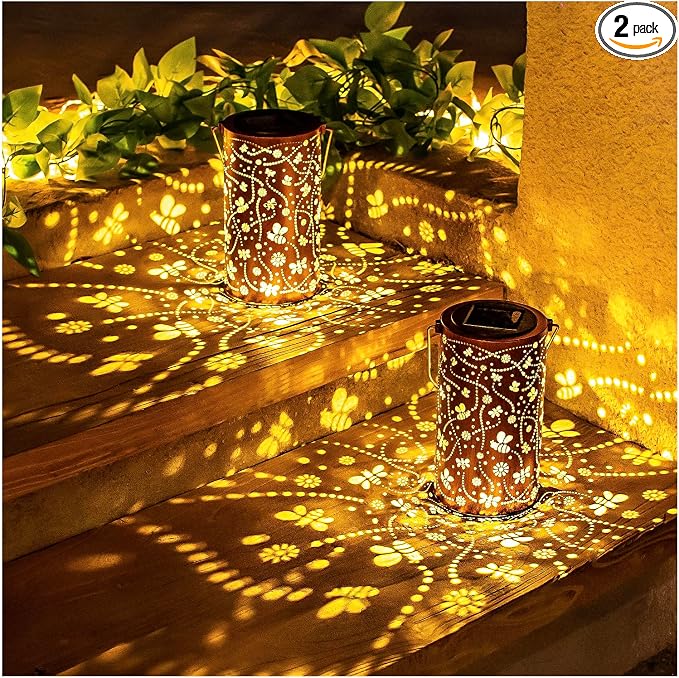 2 Pack Bee Solar Lanterns Outdoor Waterproof Hanging Solar Lights Bee Gifts by EZTZEN