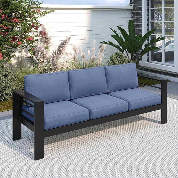 Solaste Aluminum Outdoor Couch, 3-Seat Metal Outdoor Sofa by Solaste