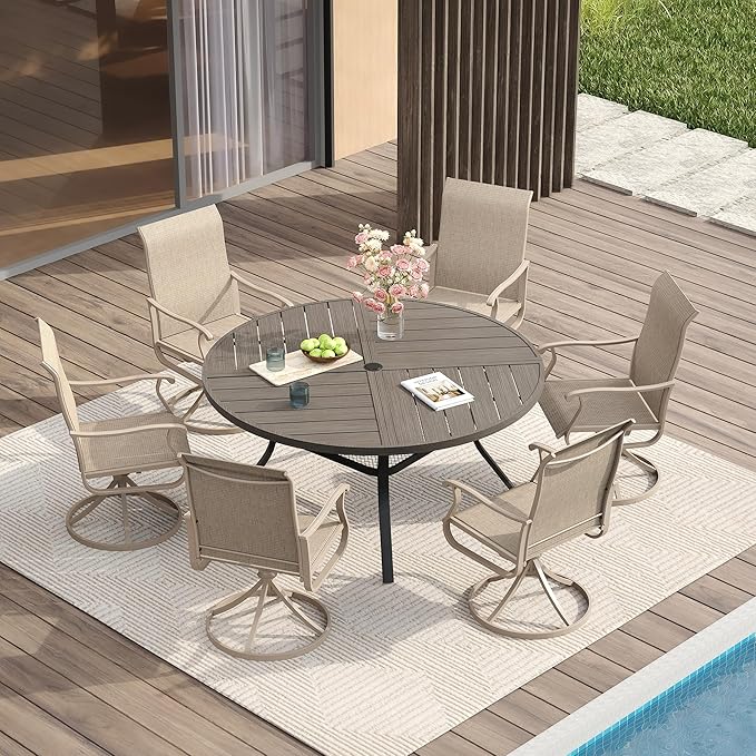 VICLLAX Round Patio Table with Adjustable Umbrella Hole - Image 7