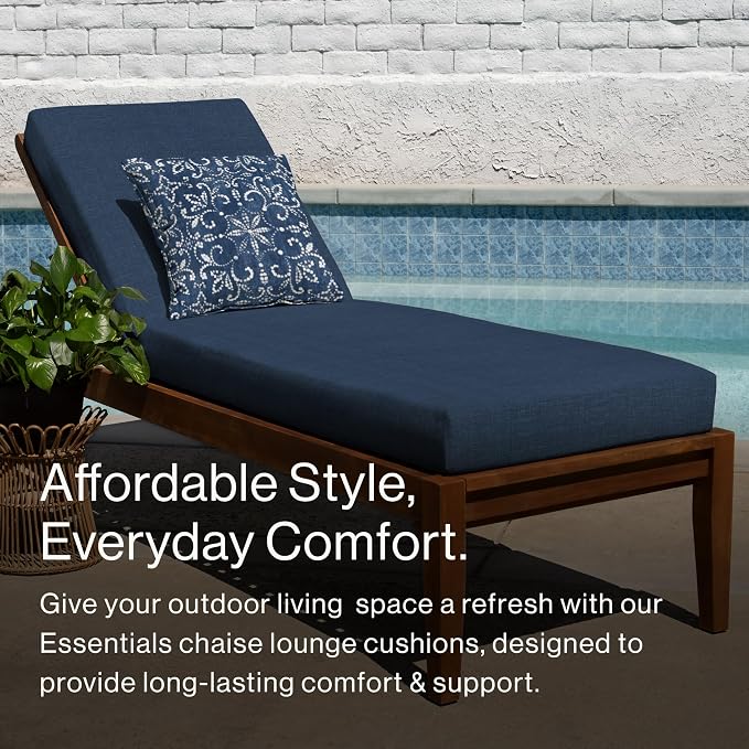 Honeycomb Outdoor Essentials Chaise Lounge, 21 x 70, Hampton Texture Navy Chair - Image 2