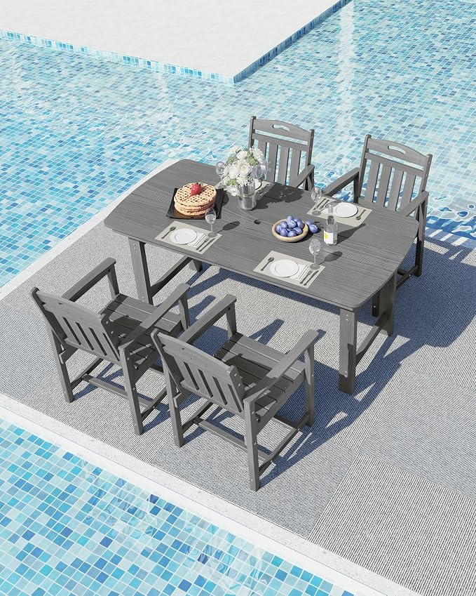 Ciokea HDPE Outdoor Dining Set, 5-Piece Patio Table and Chairs Set - Image 8