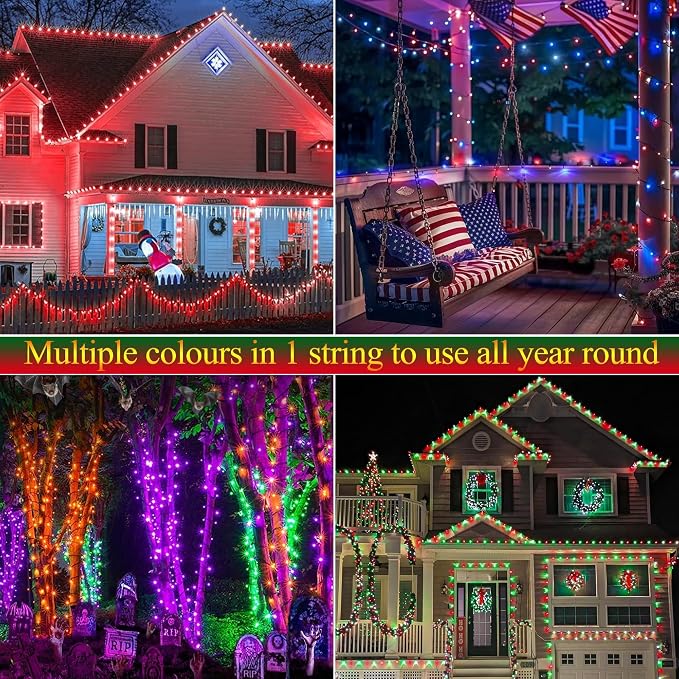 Joomer Green String Lights Outdoor - 100FT 300LED RGB String Lights - Image 4