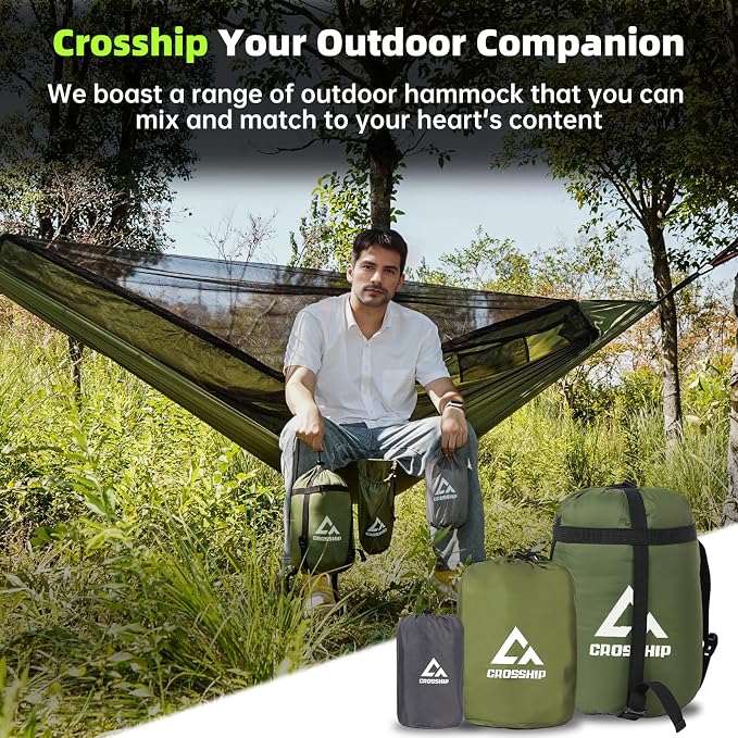 Camping Hammock with Mosquito Net – Portable Parachute Nylon Backpacking - Image 7