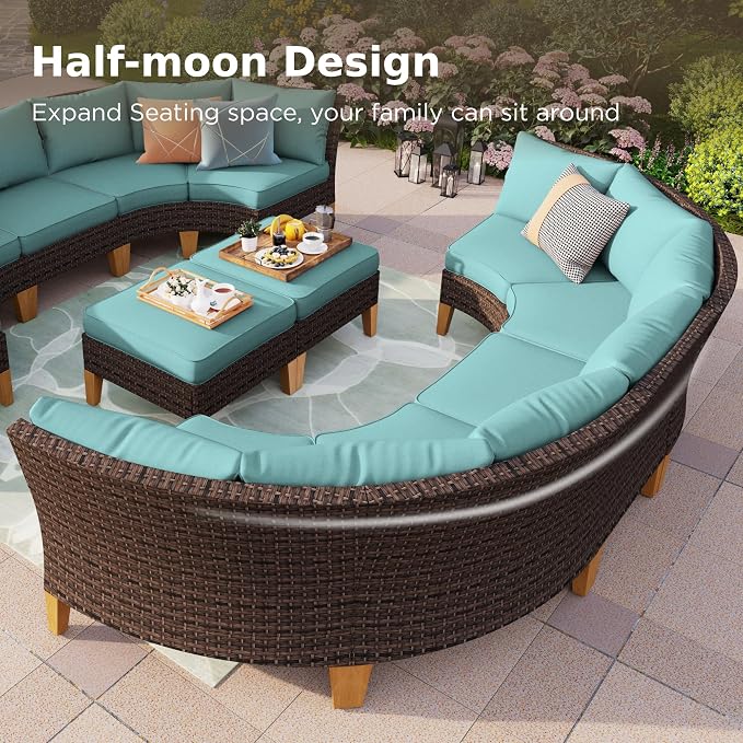 PHI VILLA 5-Piece Wicker Patio Furniture Set, Outdoor Sectional Sofa - Image 6