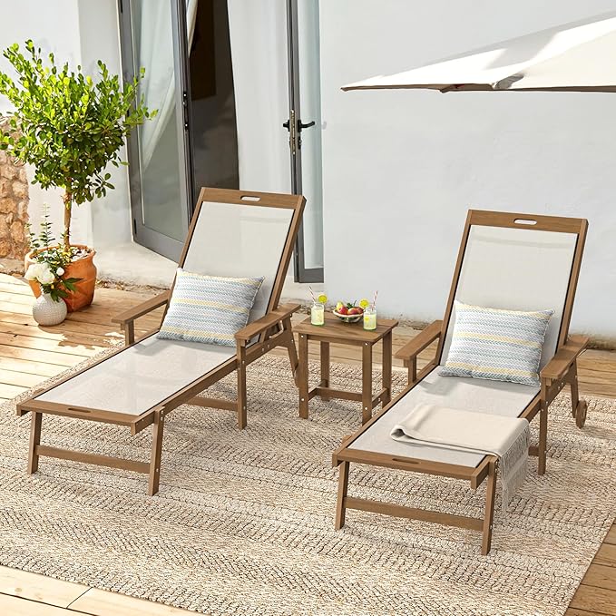 LUE BONA Chaise Lounge Chair Outdoor, HDPS and HDPE Wicker Chaise Lounger - Image 2