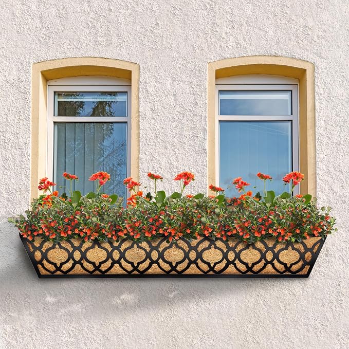 2pcs 30 Inch Window Deck with Coco Liner, Metal Hanging Flower Planter Window - Image 6