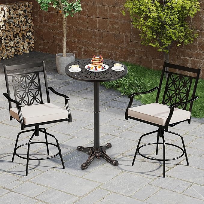 COSTWAY 24" Patio Round Bar Table, 41.5" Pub Height Cast Aluminum High Top Table - Image 4