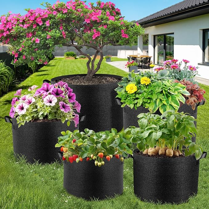 5 Pack 5 Gallon Grow Bags, Thickened Nonwoven Fabric Planter Pots - Image 7