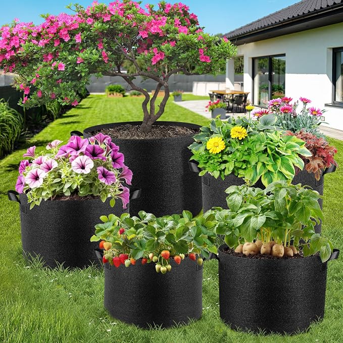 5 Pack 15 Gallon Grow Bags, Thickened Nonwoven Fabric Planter Pots - Image 7