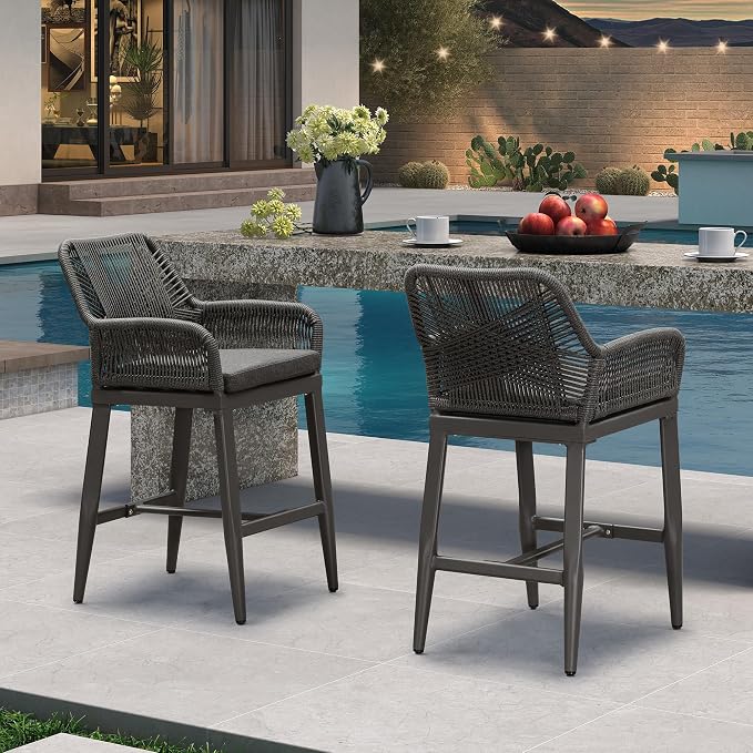 PURPLE LEAF Outdoor 24" Counter Height Bar Stools Chair Set of 4, All Weather - Image 3