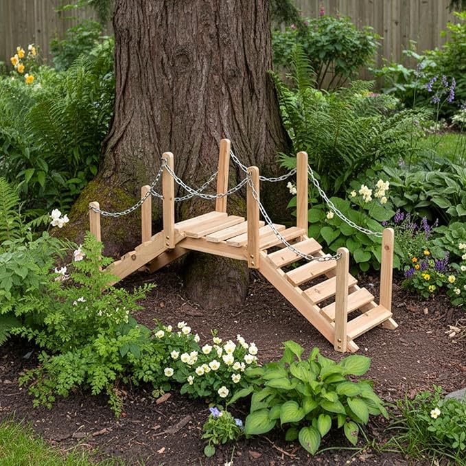 Shine Company 4963N Decorative Cedar Wood Garden Bridge - Image 5