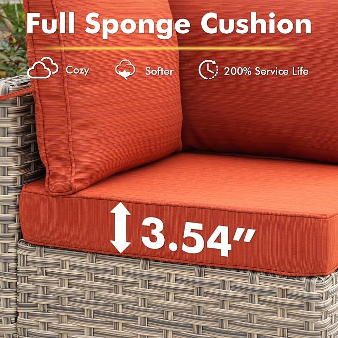 11-Piece Outdoor Sectional Sofa Set w/ 54" Fire Pit – L-Shaped Wicker Patio - Image 5