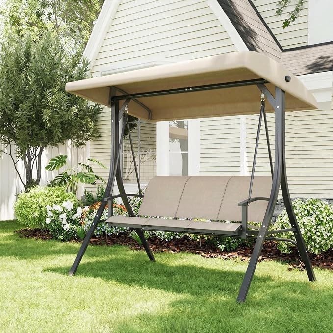 3-Seat Patio Swing Chair, Outdoor Porch Hanging Chairs - Image 6