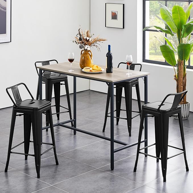 Yaheetech Bar Stools Set of 4, Metal Counter Height Chairs, 26 Inch Industrial - Image 9