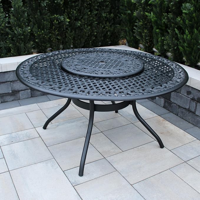 Oakland Living Ornate Outdoor Mesh Aluminum 59-in Black Large Round Patio by Oakland+Living