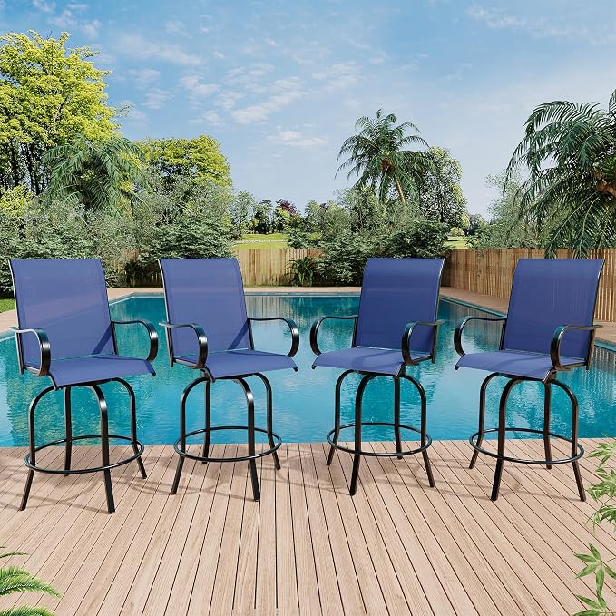 GarveeLife 2 Piece Outdoor Swivel Bar Chairs, Patio High Swivel Bar Stools - Image 7