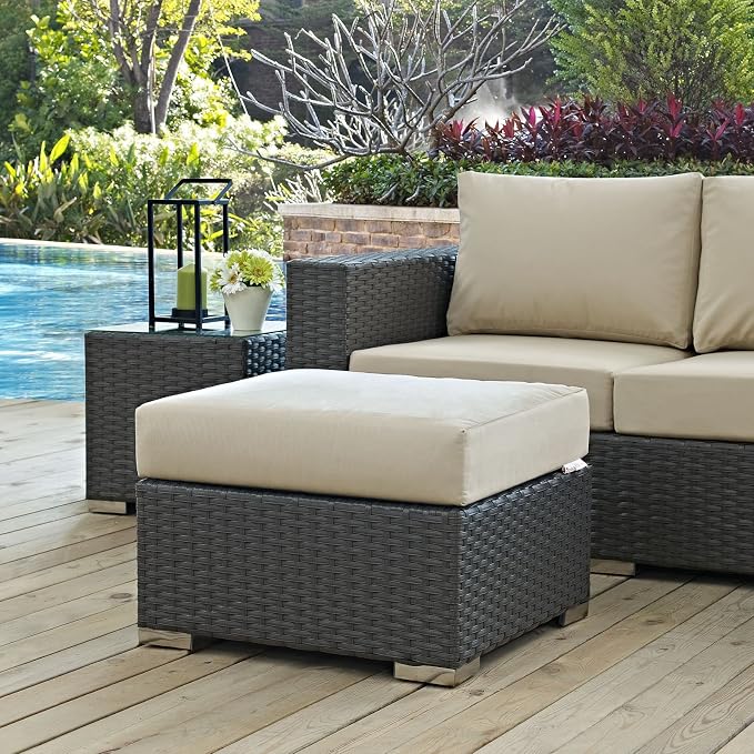 Modway EEI-1855-CHC-BEI Sojourn Wicker Rattan Outdoor Patio Coffee Table - Image 2