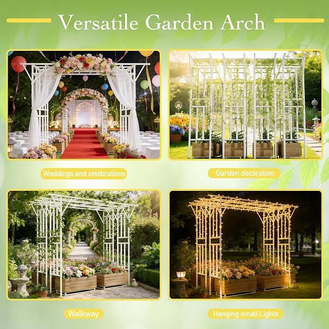 Flat Top Garden Arch Trellis 11FT x 9FT, Super Large Arbor Trellis - Image 8