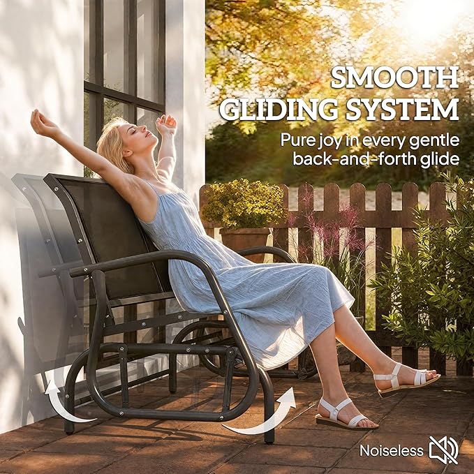 Outsunny 2-Person Outdoor Glider Bench, Patio Double Swing Rocking Chair - Image 4