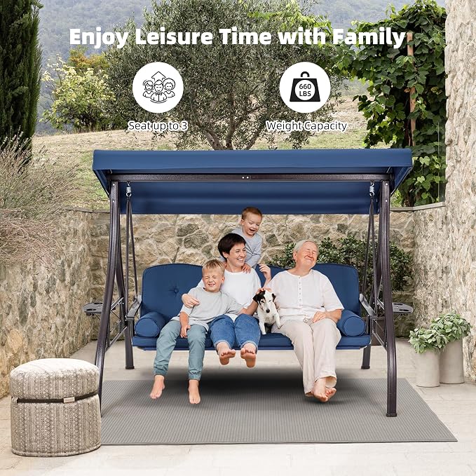 HOMREST 3 Seat Outdoor Porch Swing - Image 5