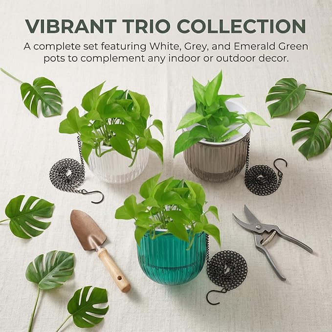 3 Pack Self Watering Hanging Planters, 6.5 Inch Hanging Flower Pot - Image 5