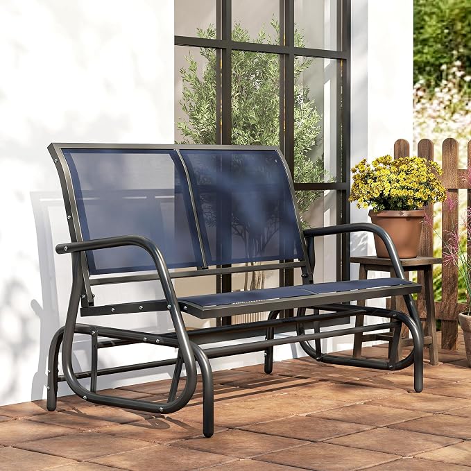 Outsunny 2-Person Outdoor Glider Bench, Patio Double Swing Rocking Chair - Image 8
