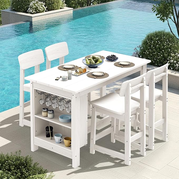 SERWALL 10-Piece HDPE Counter Height Dining Table Sets - Image 8