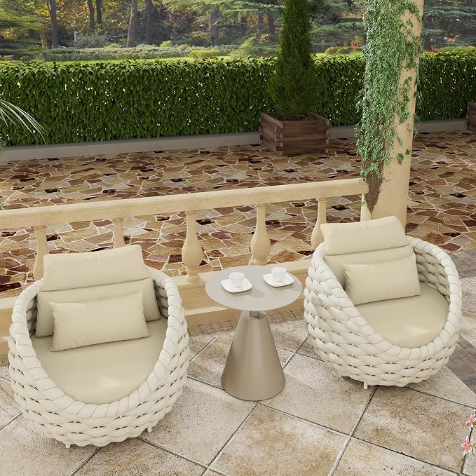 TWT Patio Sofa Set of 2, All-Weather Olefin Rope Balcony Furniture - Image 9