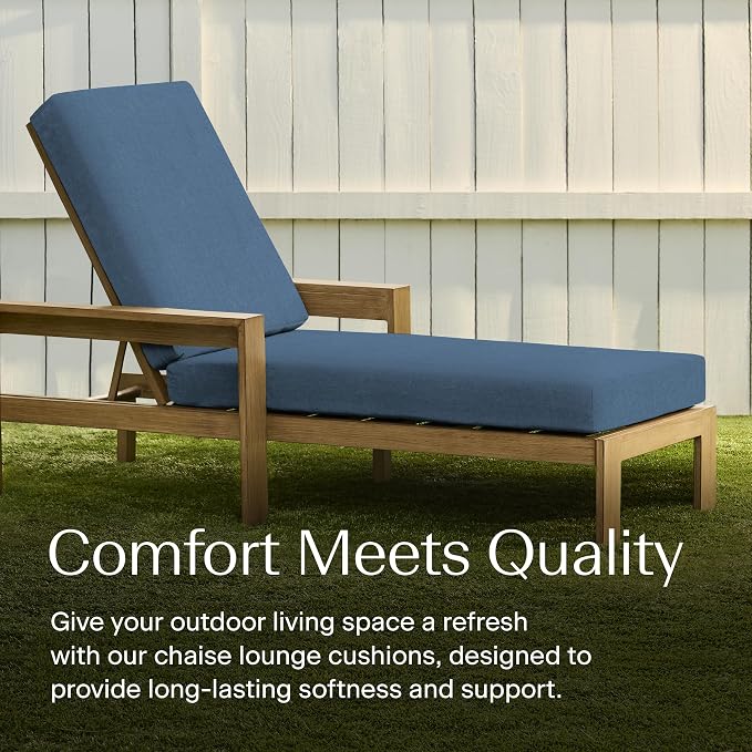 Honeycomb Outdoor Heritage Chaise 21.5 x 70, Textured Solid Pacific Blue Chaise - Image 2