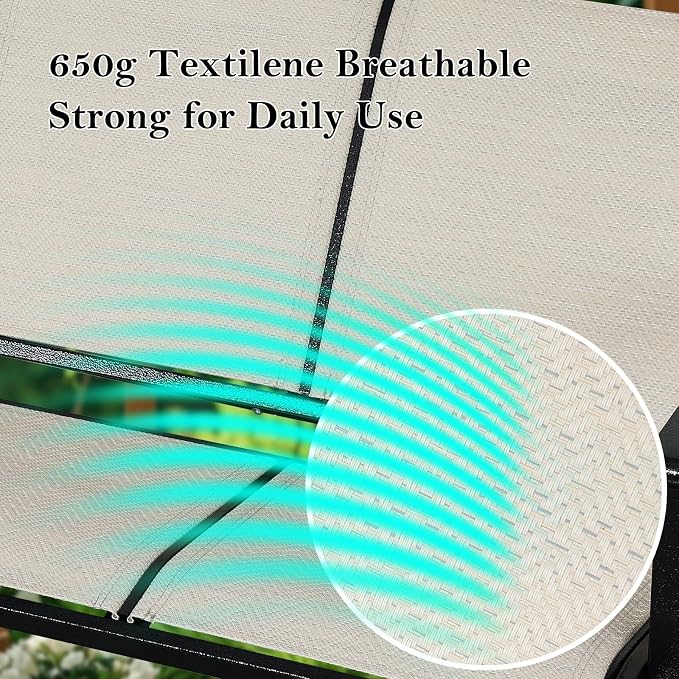 Textilene 3 Seat Hanging Swing, 5.2FT Patio Bench Swing, 660lbs Heavy Duty - Image 3