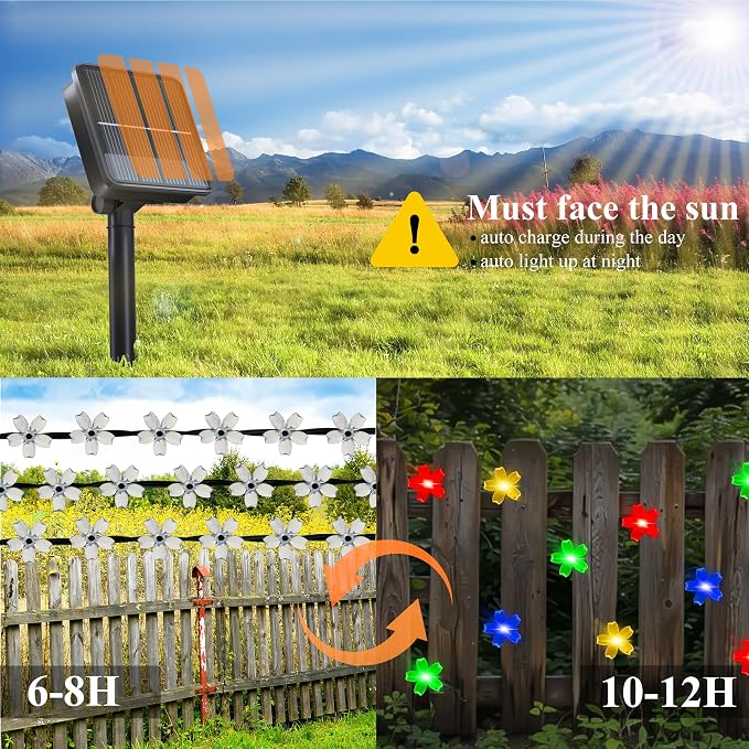 Solar String Lights for Outside，100 LED Solar Flower Lights Outdoor Waterproof - Image 5
