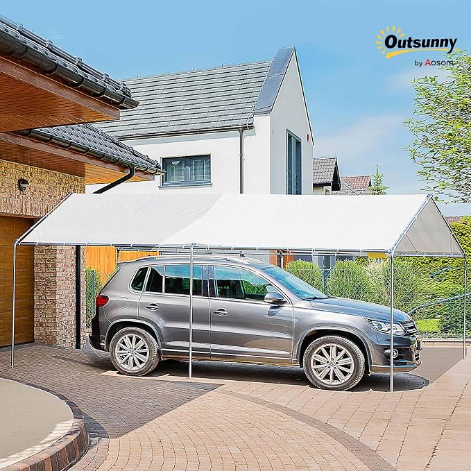 Outsunny 10'x20' Carport Outdoor Heavy Duty Party Tent Galvanized Car Canopy - Image 2