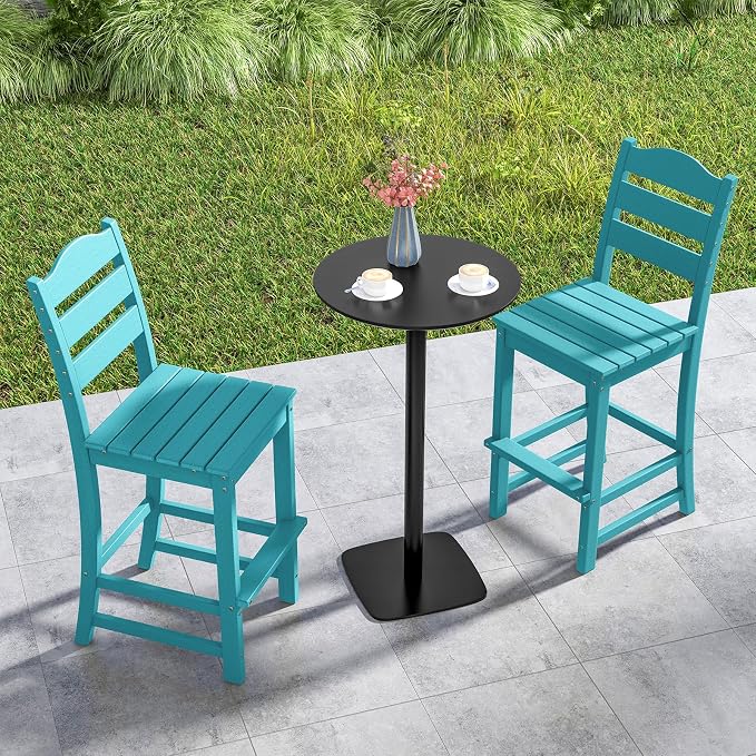 Giantex Outdoor HDPE Bar Stool, Patio Tall Bar Chair - Image 2