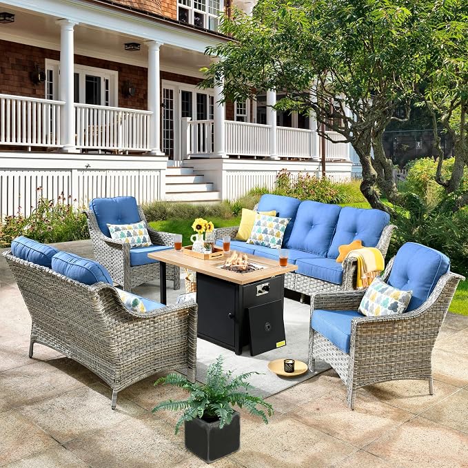 HOOOWOOO 5 Piece Patio Furniture Conversation Sets by DesignforBetterLife
