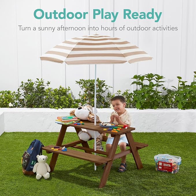 Best Choice Products Wooden Kids Picnic Table - Image 4