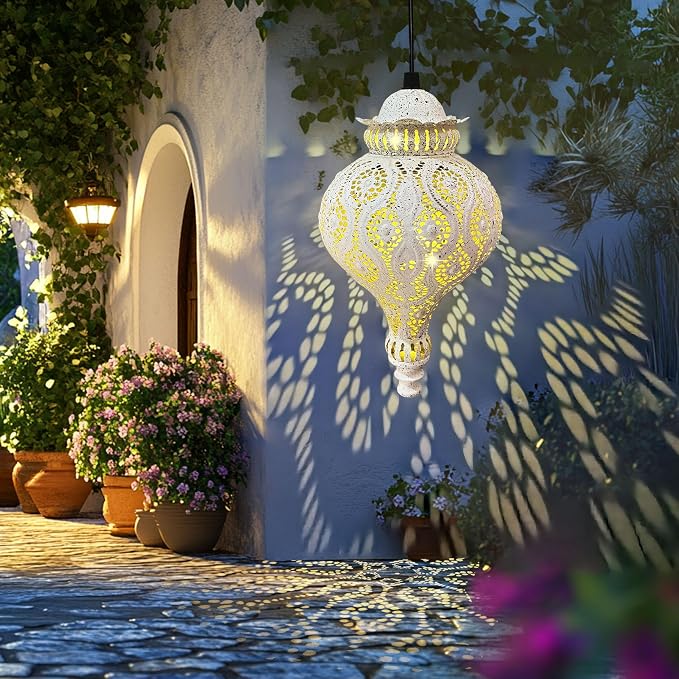 Moroccan Solar Lanterns Outdoor Waterproof White Hanging Lanterns Outdoor - Image 9