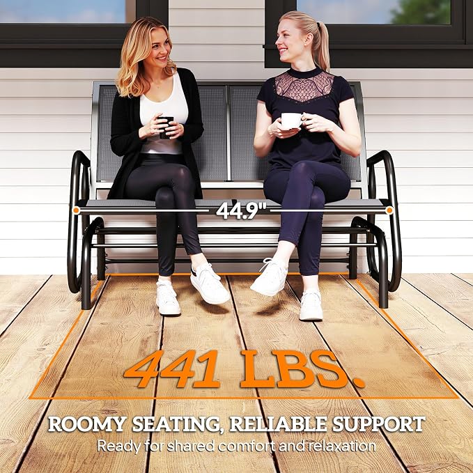 Outsunny 2-Person Outdoor Glider Bench, Patio Double Swing Rocking Chair - Image 7