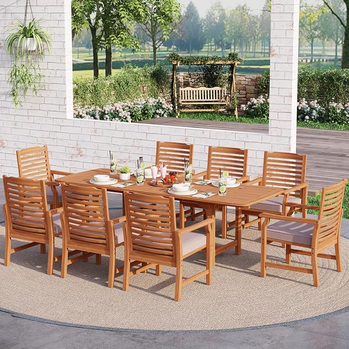 Sophia & William Acacia Wood Expandable Patio Dining Table - Image 6