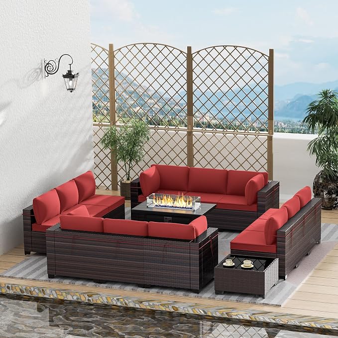 Outdoor Terrace Furniture Set, 15 Piece Outdoor Furniture Set, - Image 9