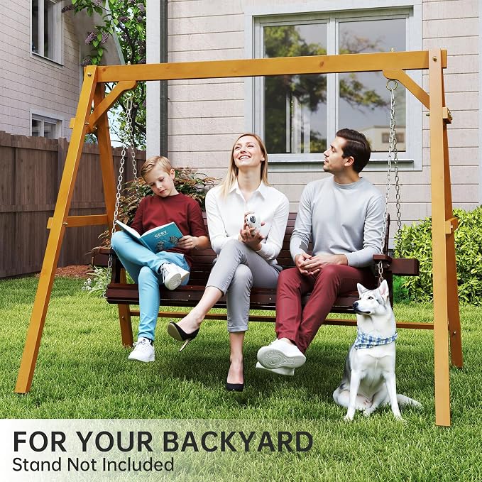 Wooden Outdoor Porch Swing, 3 Seater Front Porch Swing - Image 6