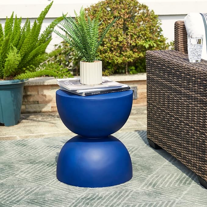 Glitzhome Outdoor Side Table, Round Accent End Table, Lightweight Hourglass - Image 9