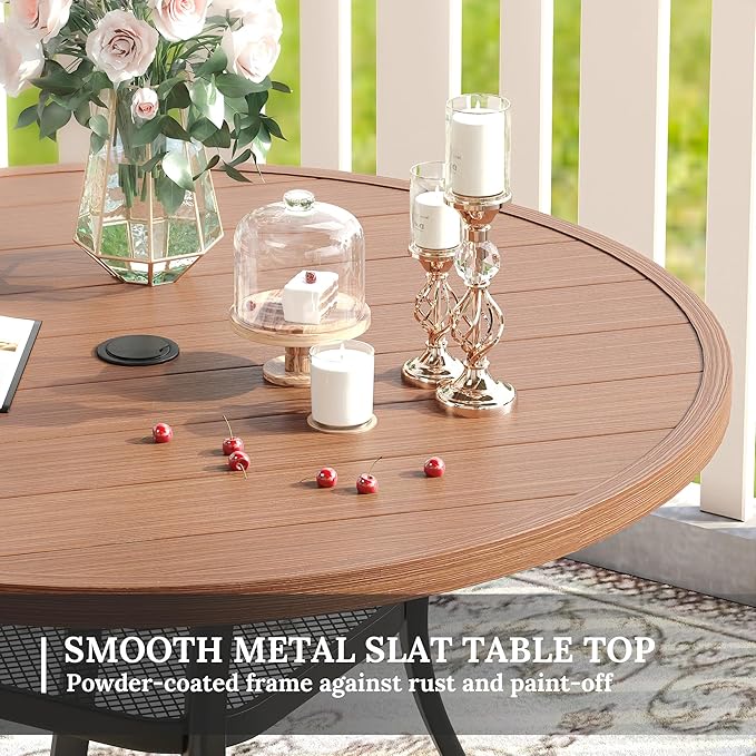VICLLAX Round Patio Table with Adjustable Umbrella Hole, All Weather Outdoor - Image 6