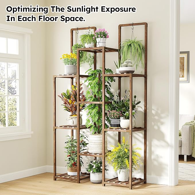 EnHomee Plant Stand Indoor Wood Plant Stand Outdoor Plant Shelves - Image 3